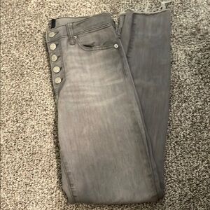 High-Rise Button-Fly Women's Gray Jeans